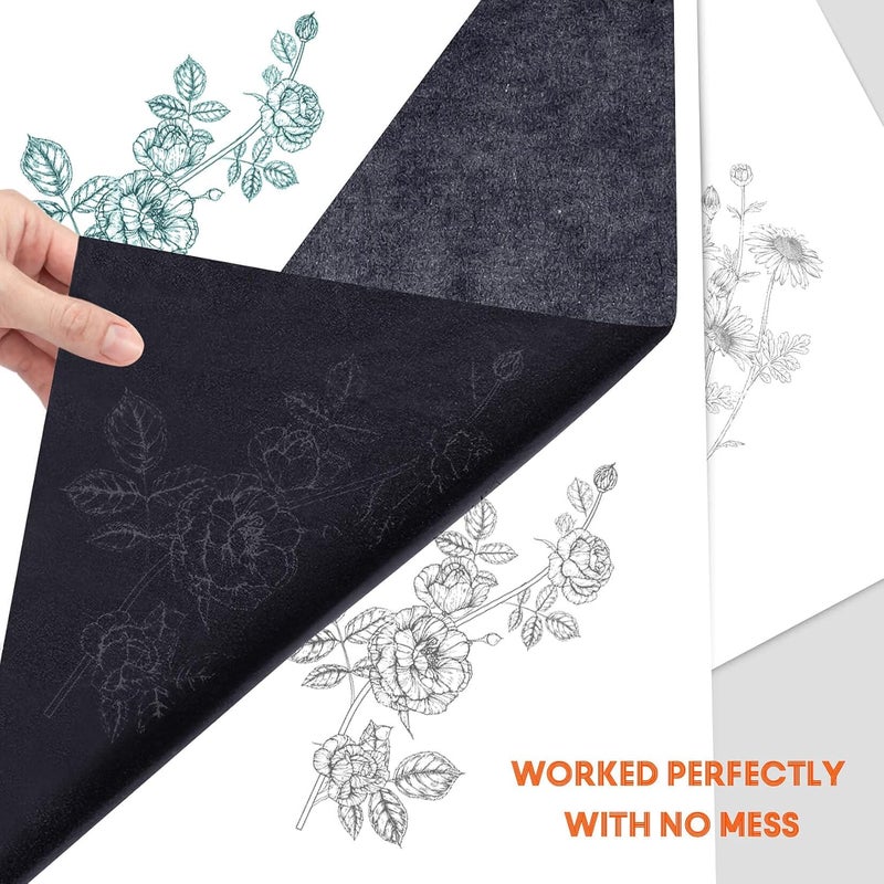 psler Carbon Paper Tracing Paper for Tracing - 120 Pcs White Translucent Tracing Paper and 100 Pcs Black Graphite Paper On Wood Fabric Artist Lettering Sketch Canvas Drawing A4 Size 8.5 X 11 Inch - Image 3